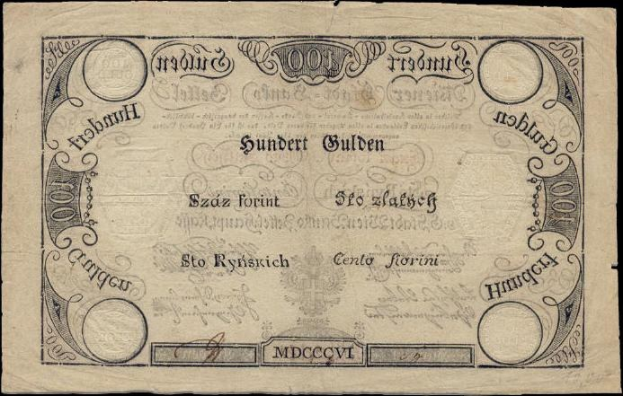 Alte deutsche 100-Pfennig-Banknote mit einem Mann auf schwarzem Hintergrund.