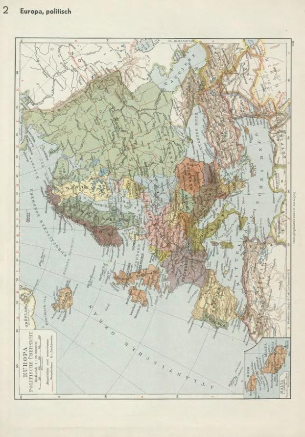 Alte 19. Jahrhundert-Karte von Europa, die politische Teilung zeigt, auf Papier gedruckt mit Text oben und unten.