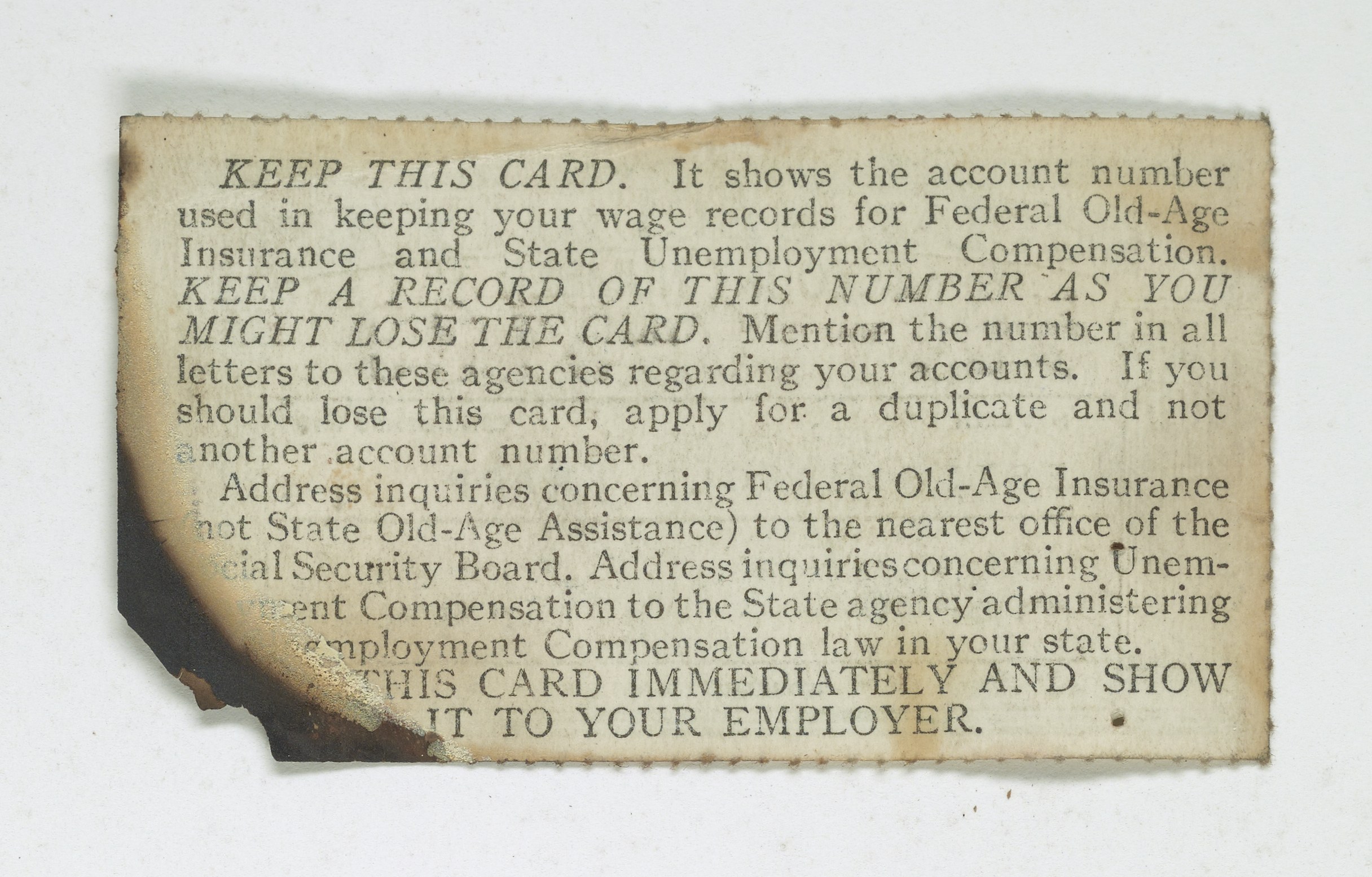 Ein Blatt Papier mit Text, das besagt, dass es die Kontonummer enthält, die für die Bundesrentenversicherung und die Arbeitslosenversicherung verwendet wird.