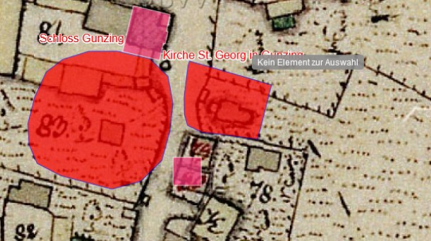 Eine Karte einer Stadt mit einem roten Hakenkreuz in der Mitte, umgeben von Text und Zahlen.